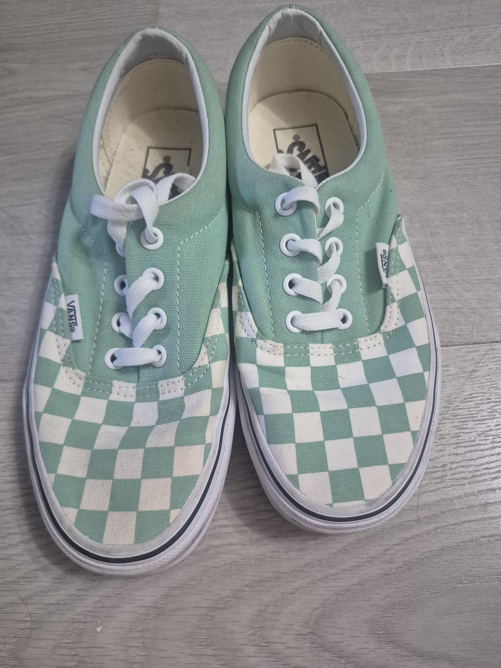 Vans Women's Checkerboard Lace-Up Sneakers in Mint Green
